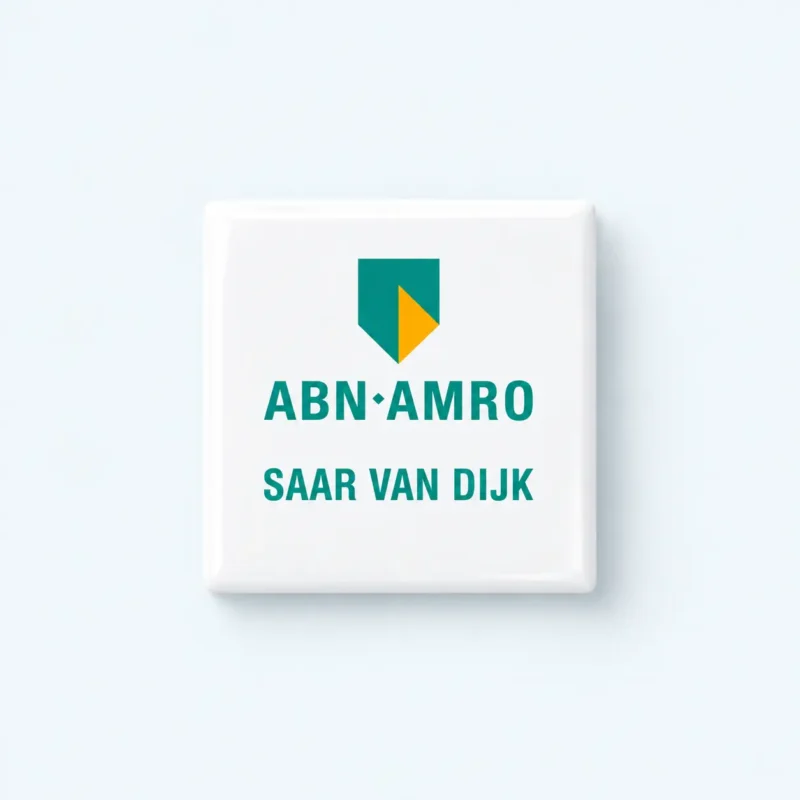 Naambadge metaal met magneet – vierkant