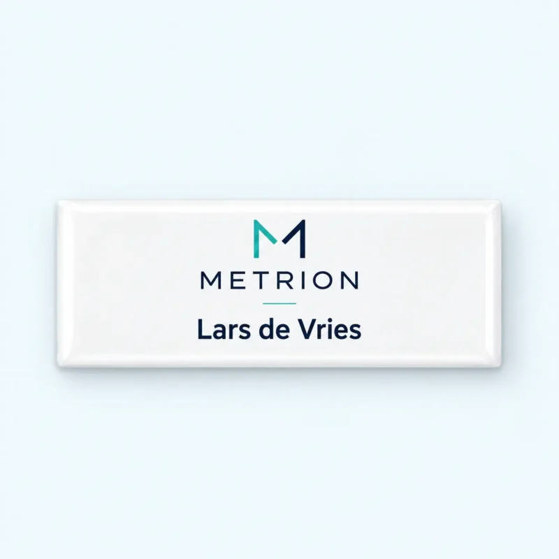 Naambadge plastic met magneet – rechthoek