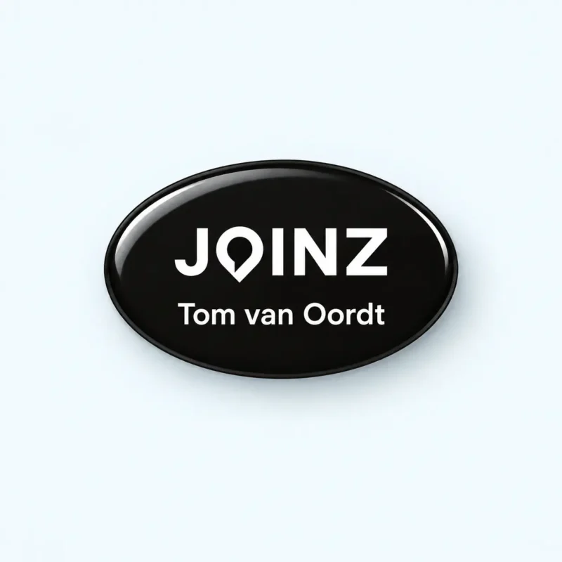 Naambadge plastic met magneet – ovaal